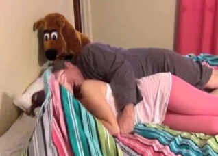 Dad sleeps with his daughter and gets a boner