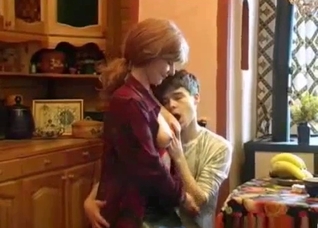 Russian mother seduces her son at breakfast