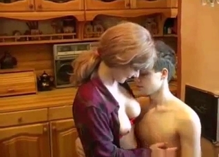 Russian mother seduces her son at breakfast